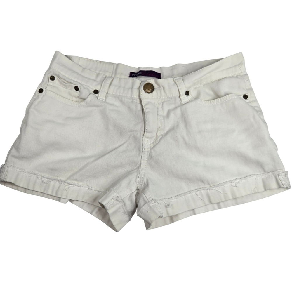 Vigoss Collection White Denim Shorts Cuffed Hem‎ Casual Cotton Blend Size 16 Y2K